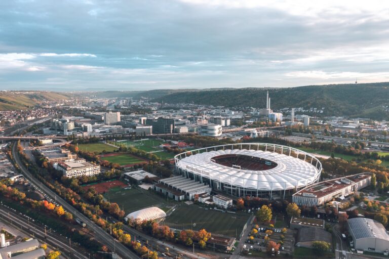 Aerial view of Mercedes-Benz Arena, VFB Stuttgart home stadium